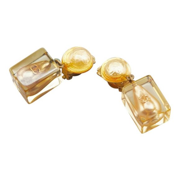 CHANEL Gold Logo Earrings - Picture 1 of 8